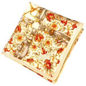 Celine Paris Vintage Cotton Scarf – Equestrian Floral Print